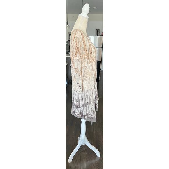Roberto Cavalli 100% Silk Mini Print Boho Dress Beige Brown 38 EU Sz 4 US $1400 - Picture 3 of 16